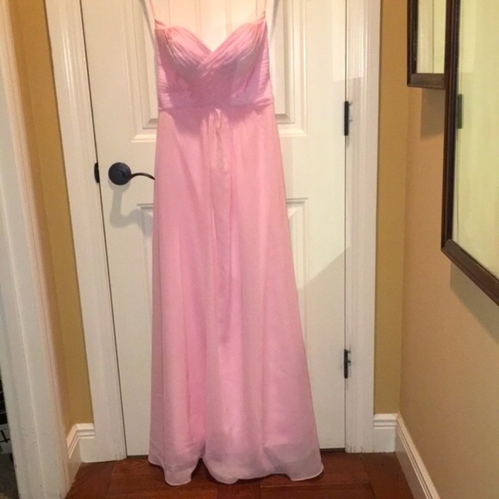 JJ’S House 0 Jr Long Pink CHIFFON Boned Bustier A-line Formal EUC 💎 - Picture 1 of 16
